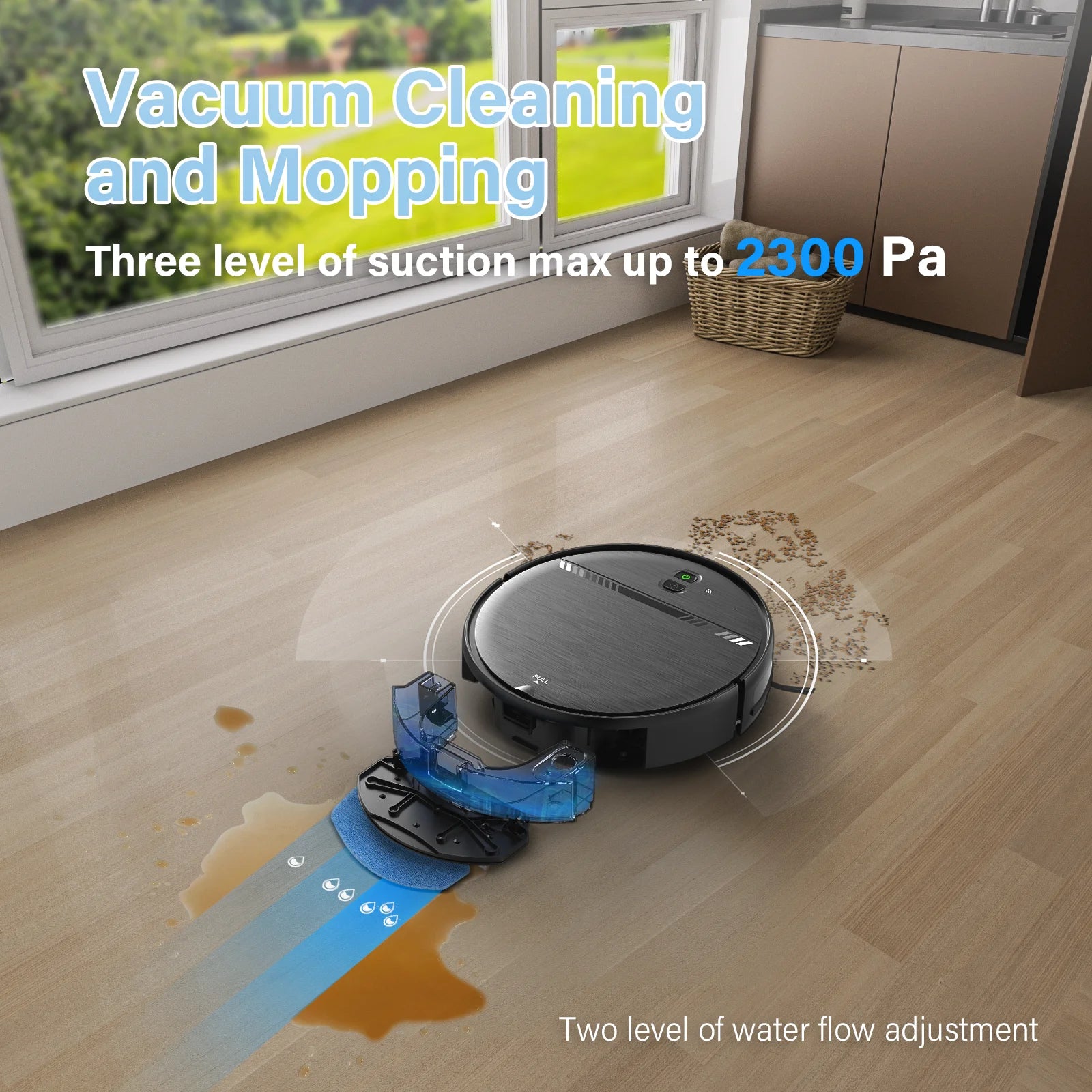 Robot Vacuum Cleaner and Mop Combo with App Wifi and Remote Control Robotic Vacuums, Black