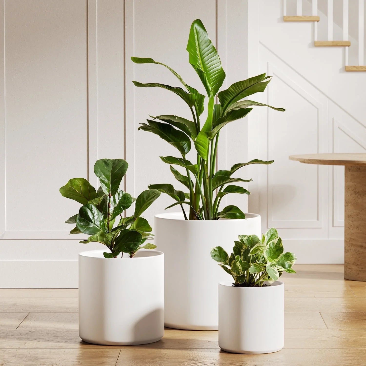 6+8+10 Inch Plant Pots, Ceramic Flower Pots for Plants, Raised Dots Planter Pots for Home/Office, Indoor Planters with Drainage Hole and Plug, Glaze Arctic White F Lower Pots