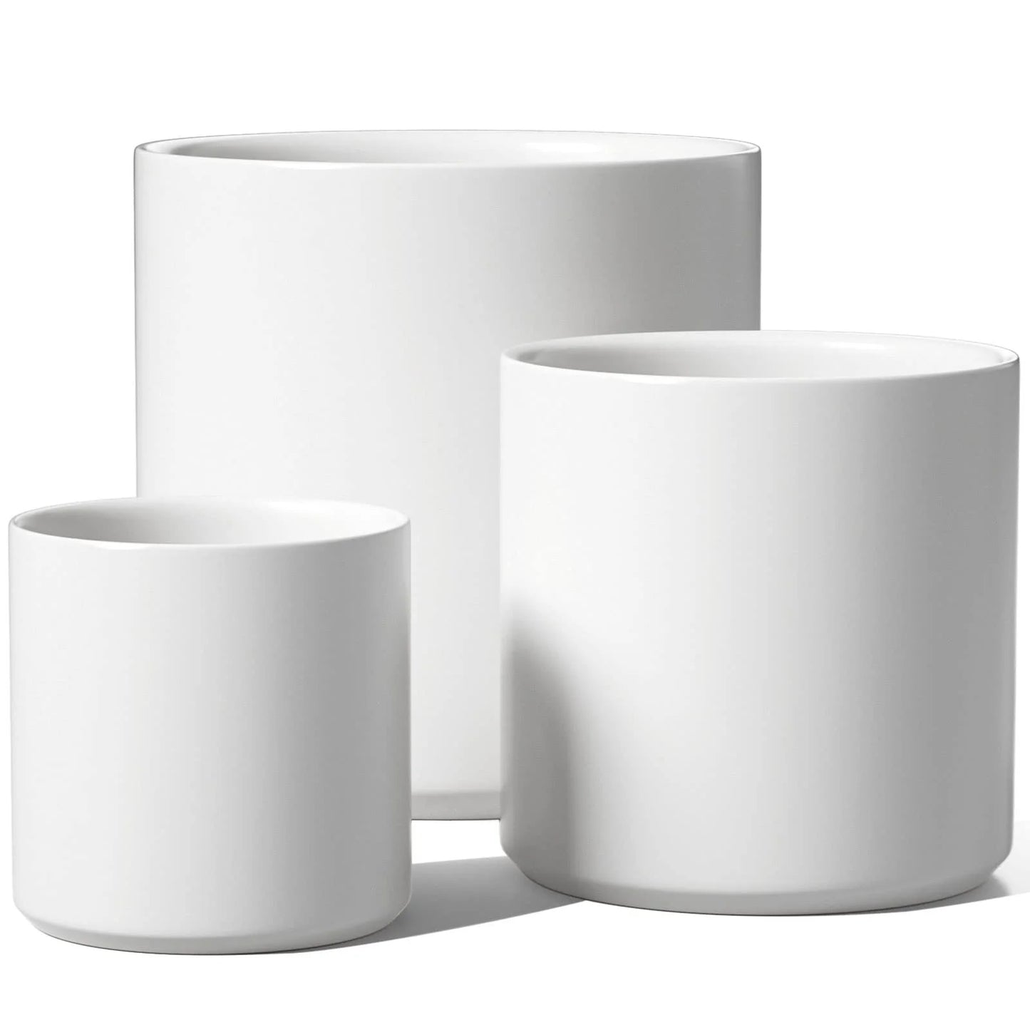 6+8+10 Inch Plant Pots, Ceramic Flower Pots for Plants, Raised Dots Planter Pots for Home/Office, Indoor Planters with Drainage Hole and Plug, Glaze Arctic White F Lower Pots