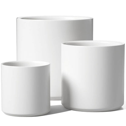 6+8+10 Inch Plant Pots, Ceramic Flower Pots for Plants, Raised Dots Planter Pots for Home/Office, Indoor Planters with Drainage Hole and Plug, Glaze Arctic White F Lower Pots