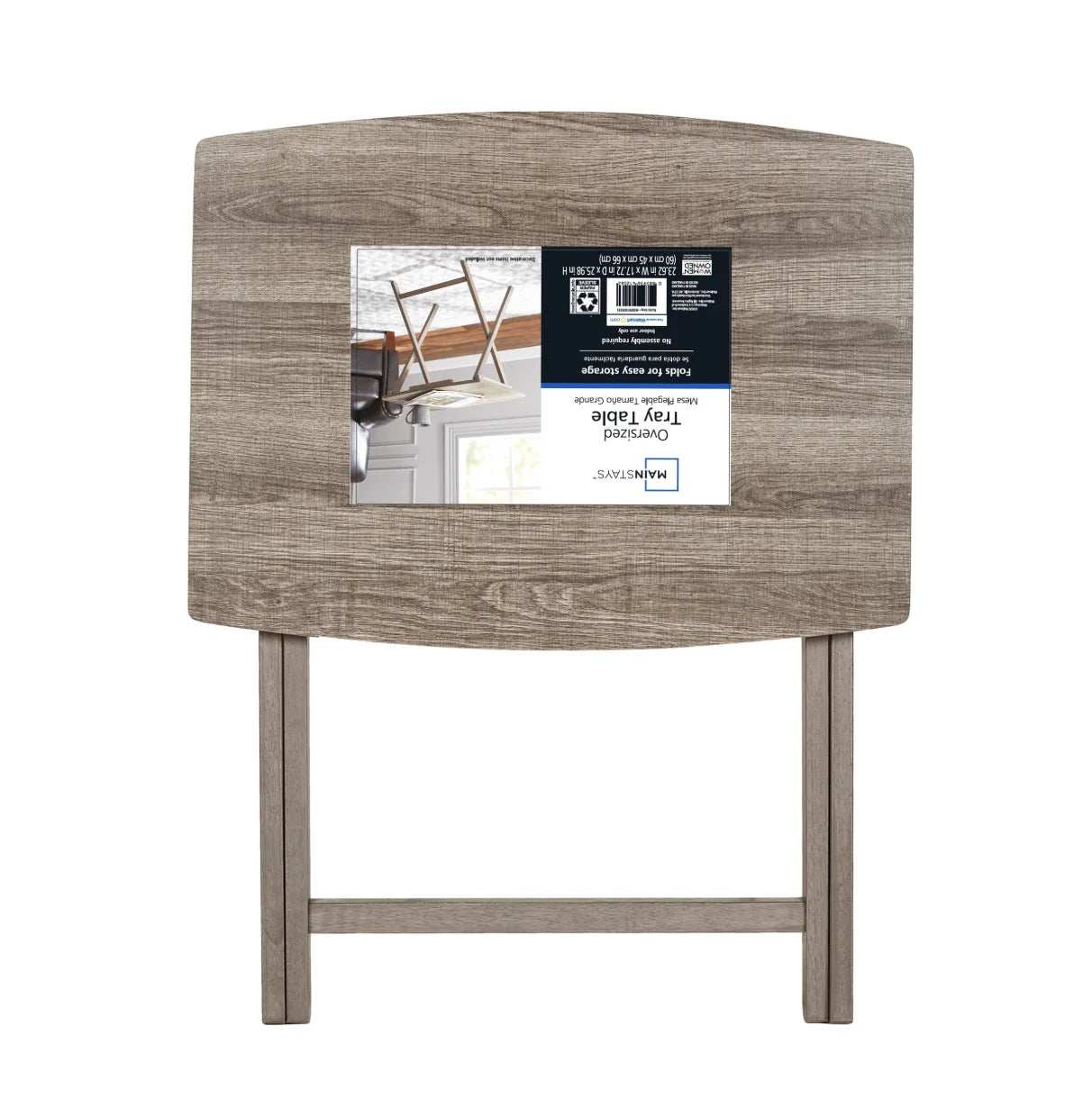 Modern Indoor Folding XL Oversized Tray Table in Rustic Gray L23.5 X W18 X H26 Inches.