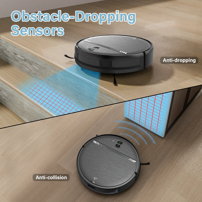 Robot Vacuum Cleaner and Mop Combo with App Wifi and Remote Control Robotic Vacuums, Black